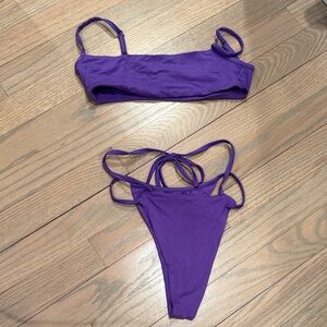 Oh Polly Purple Two-Piece Strappy Bikini Top and High-Cut Bottom